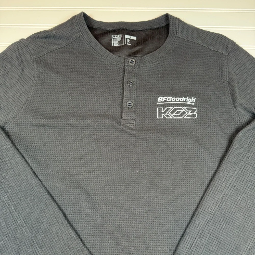 5.11‎ Tactical BFGoodrich Tires KO3 Henley Shirt Mens Large Black Waffle EUC